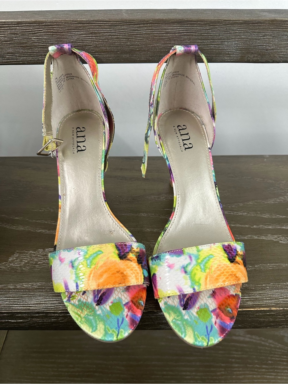 a.n.a Floral Multicolor Ankle-Strap Heels